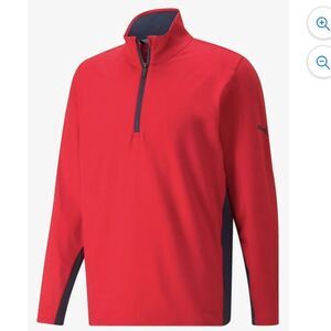 Puma Men’s 599127 Gamer Golf Quarter zip long sleeve shirt size medium red black